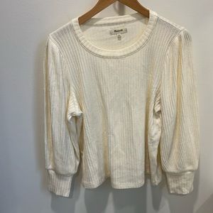 Madewell cream sweater with balloon sleeves  - size Large